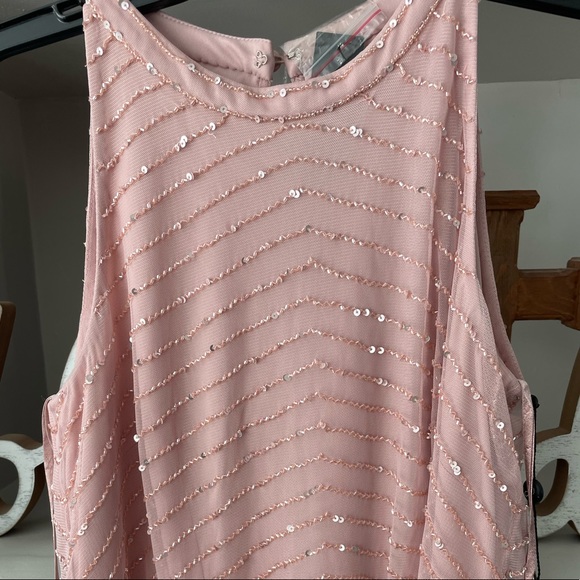 NWT Adrianna Pappell Beaded Halter Gown in Rose Mercury - Picture 5 of 10